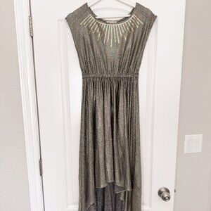 Joyfolie metallic hi/low stretch dress